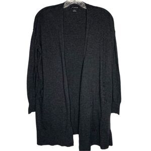 Trouve Gray Long Sleeve Open Front Long Cardigan Sweater Pockets XS
